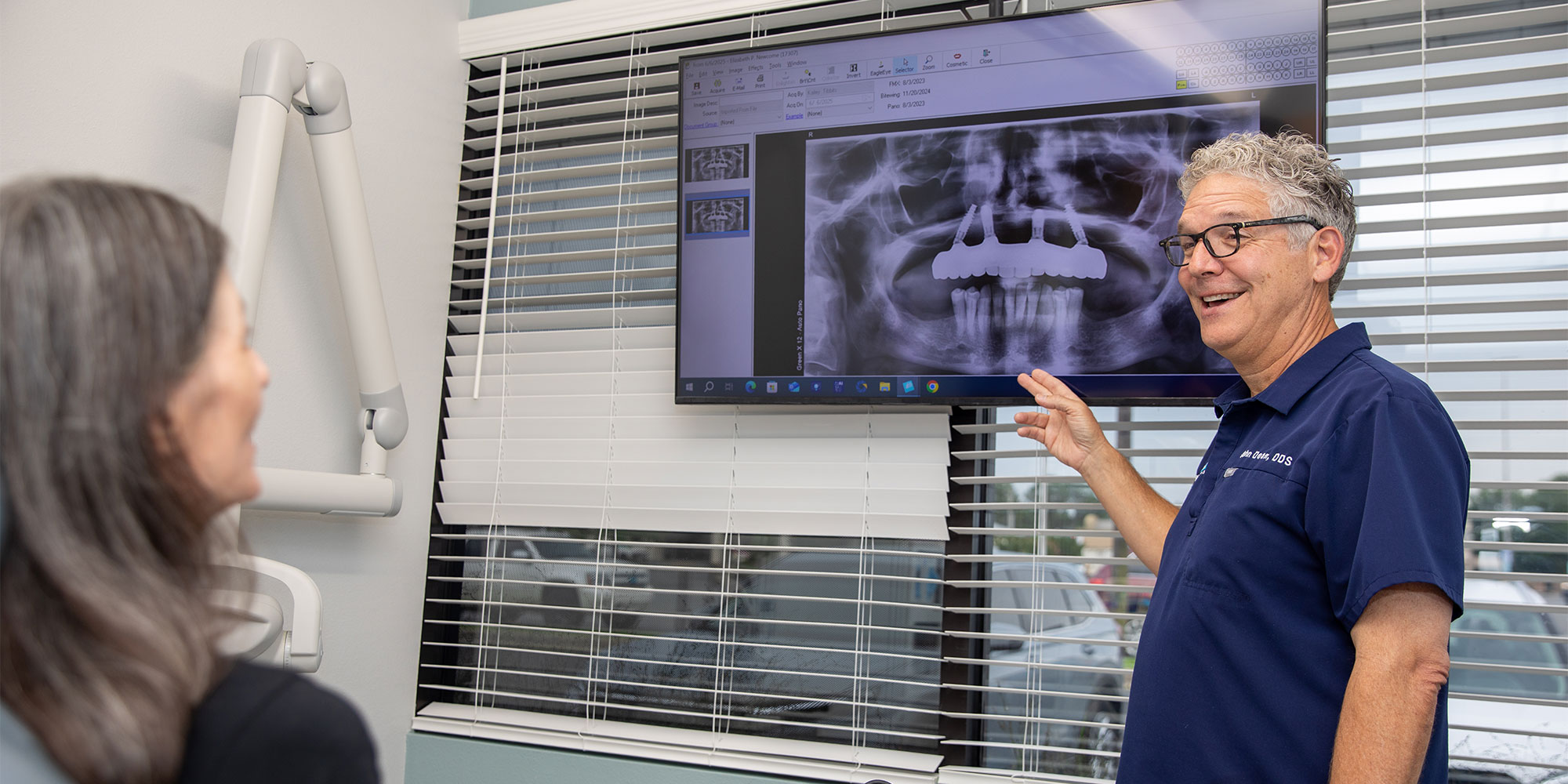 doctor going over x-ray